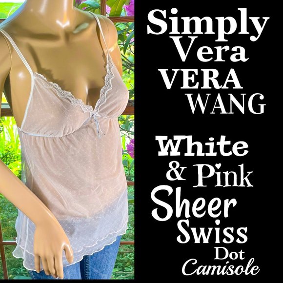 Simply Vera Vera Wang Other - ▪️SIMPLY VERA▪️White Pink Sheer Swiss Dot Camisole